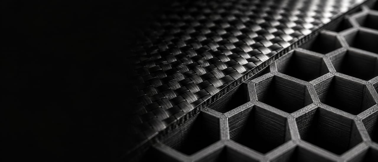 Carbon laminate bonded to a hexagonal lattice, macro