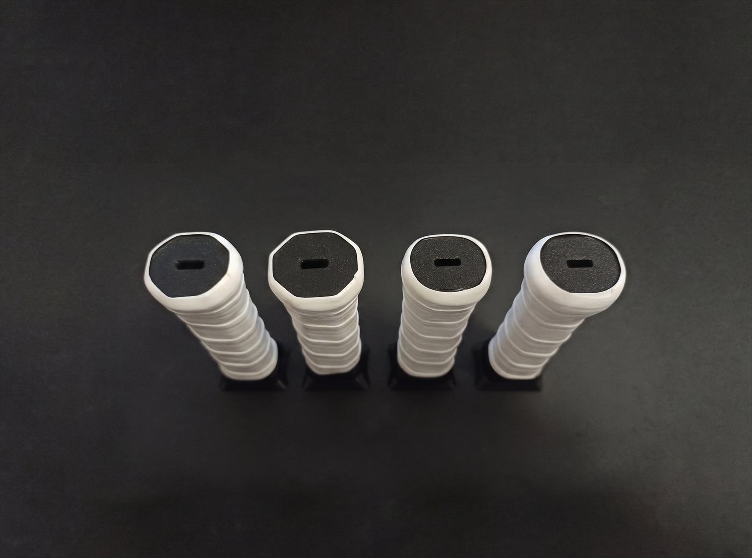A second view of the wrapped T0 Hex handles, in context.
